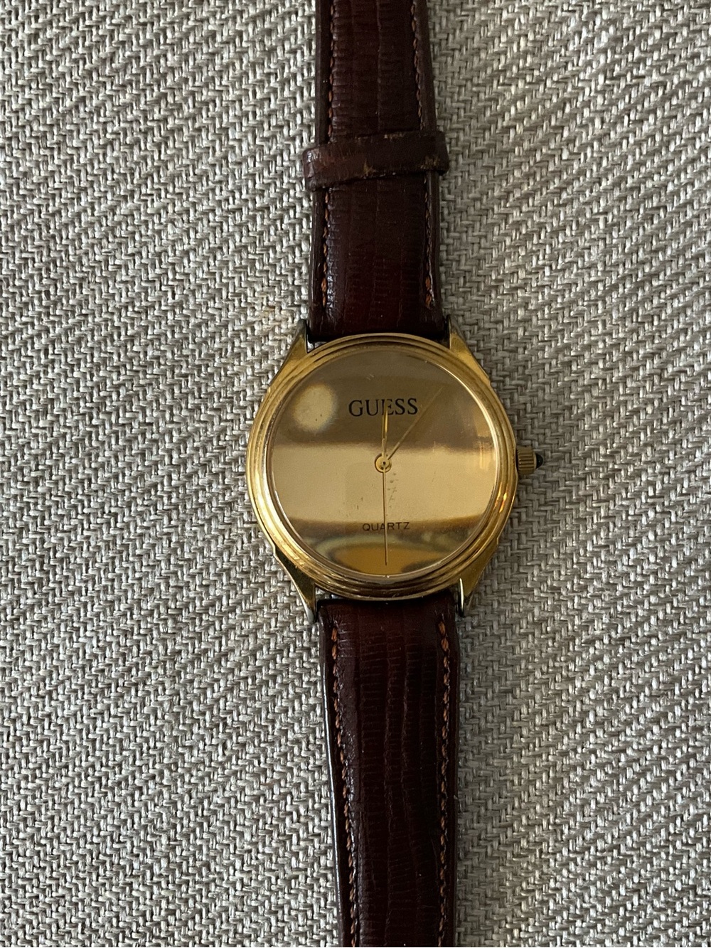 Fendi Strap Gold Dial Brown Leather Strap Guess Watch